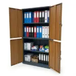 Armoire métallique à quatre portes battantes effet bois – Image 2