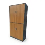 Armoire métallique à quatre portes battantes effet bois