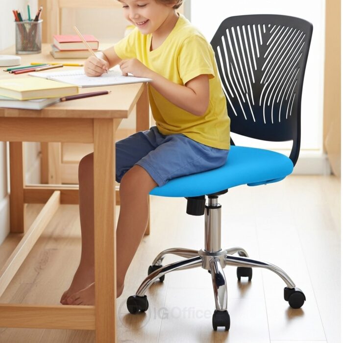 Chaise de bureau enfant Réglable en Bleu – Image 3