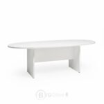 Table de Réunion Ovale Blanche Moderne - 240x120 cm – Bureau Professionnel Élégant – Image 3