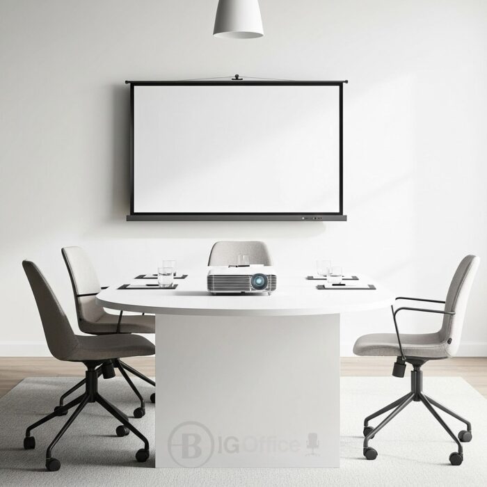 Table de Réunion Ovale Blanche Moderne - 240x120 cm – Bureau Professionnel Élégant – Image 7
