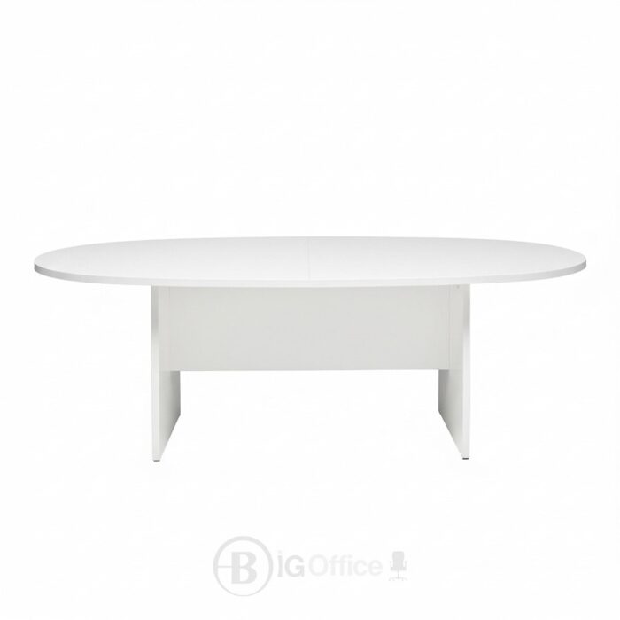 Table de Réunion Ovale Blanche Moderne - 240x120 cm – Bureau Professionnel Élégant – Image 2
