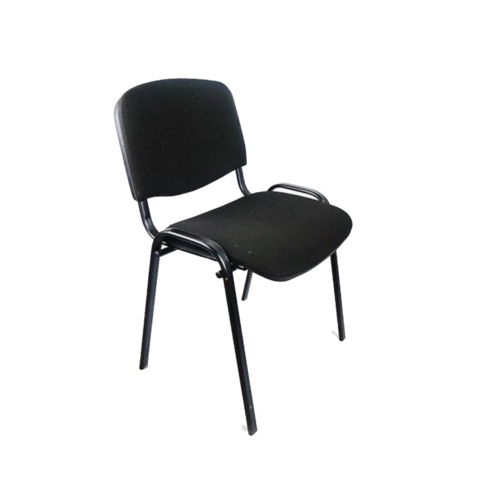 Chaise ISO en Tissu Bleu – Chaise Visiteur et de Conférence avec Pieds Métalliques Noirs – Image 2