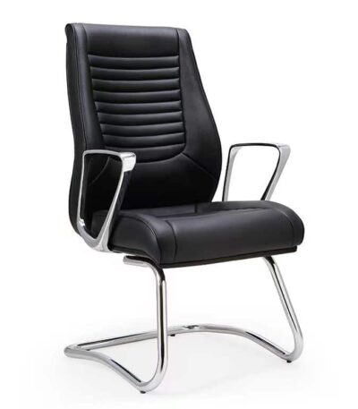 Chaise Visiteur en Similicuir Noir