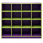 Meuble de Rangement 16 Cases – Violet et Vert pour École ou Crèche