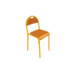 Chaise scolaire classique – structure jaune avec assise et dossier en bois