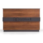 Comptoir d’accueil en bois avec bande gris foncé – Design moderne et professionnel – Image 2