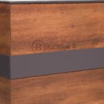 Comptoir d’accueil en bois avec bande gris foncé – Design moderne et professionnel – Image 3
