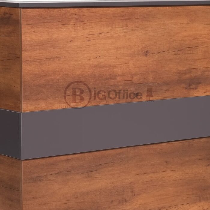 Comptoir d’accueil en bois avec bande gris foncé – Design moderne et professionnel – Image 3