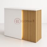Comptoir d’accueil haut de gamme – bois nervuré et éclairage LED intégré – Image 2