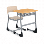 Table scolaire individuelle avec siège intégré et panier de rangement