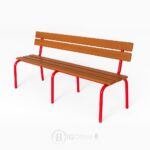 Banc Scolaire avec Dossier – Métal Rouge et Bois