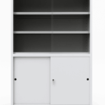 Bibliothèque Métallique avec Portes Vitrées et Coulissantes
