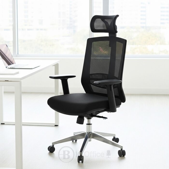 Chaise de Bureau Ergonomique en Maille avec Appui-Tête et Accoudoirs – Confort & Design Moderne – Image 6