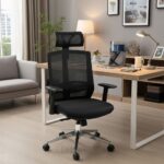 Chaise de Bureau Ergonomique en Maille avec Appui-Tête et Accoudoirs – Confort & Design Moderne – Image 2