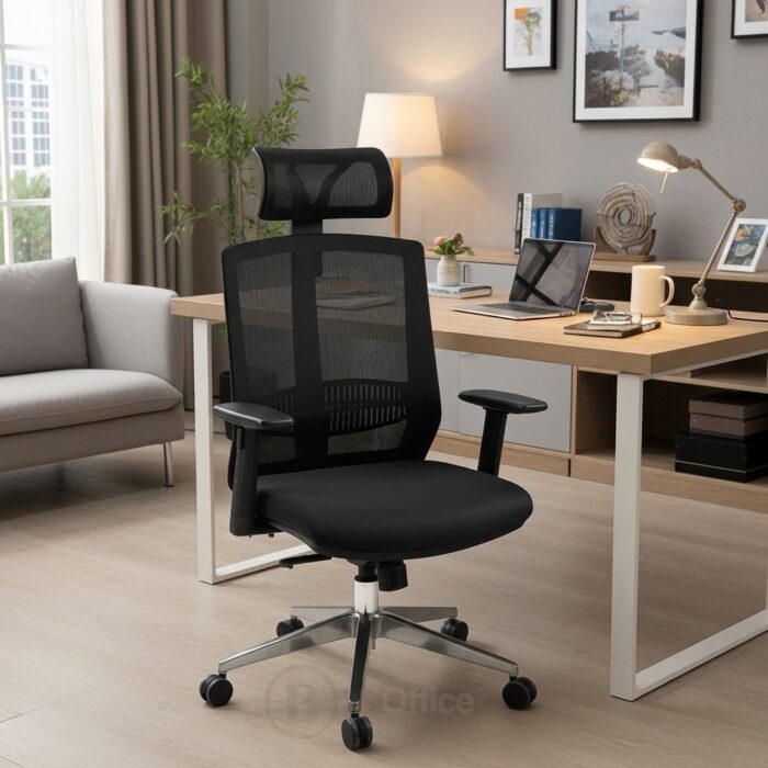 Chaise de Bureau Ergonomique en Maille avec Appui-Tête et Accoudoirs – Confort & Design Moderne – Image 2