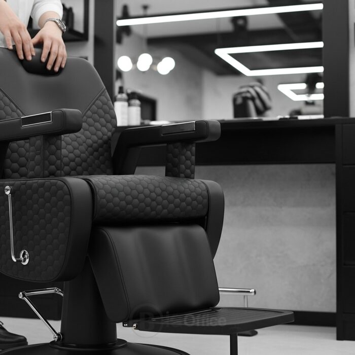 Chaise de Coiffeur Homme Professionnelle – Design Noir Luxueux – Image 4