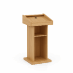 Pupitre de conférence en bois clair avec rangement – Big Office Maroc