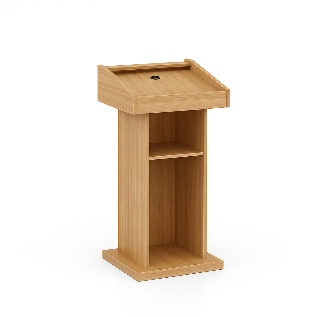 Pupitre de conférence en bois clair avec rangement – Big Office Maroc