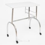 Table Manucure Professionnelle avec Plateau Blanc et Pieds Chromés