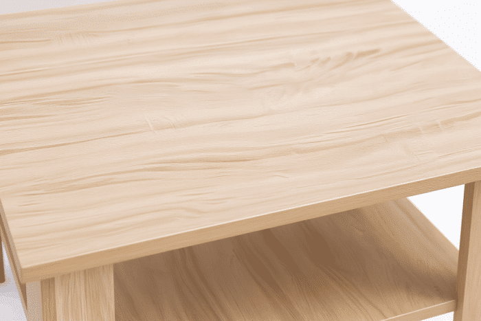 Table basse carrée en bois clair avec étagère de rangement – Image 4