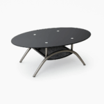 Table basse ovale en verre noir trempé avec structure métallique designt