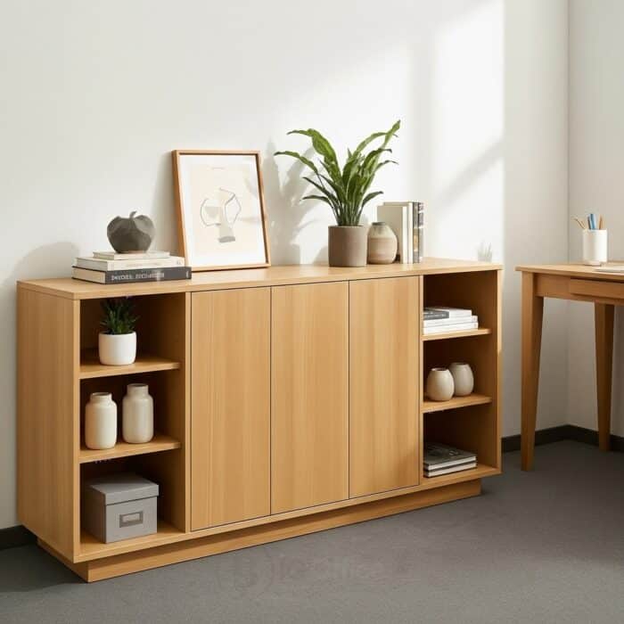 Bahut de Bureau avec Étagères Ouvertes – Bois Clair et Design Fonctionnel – Image 7