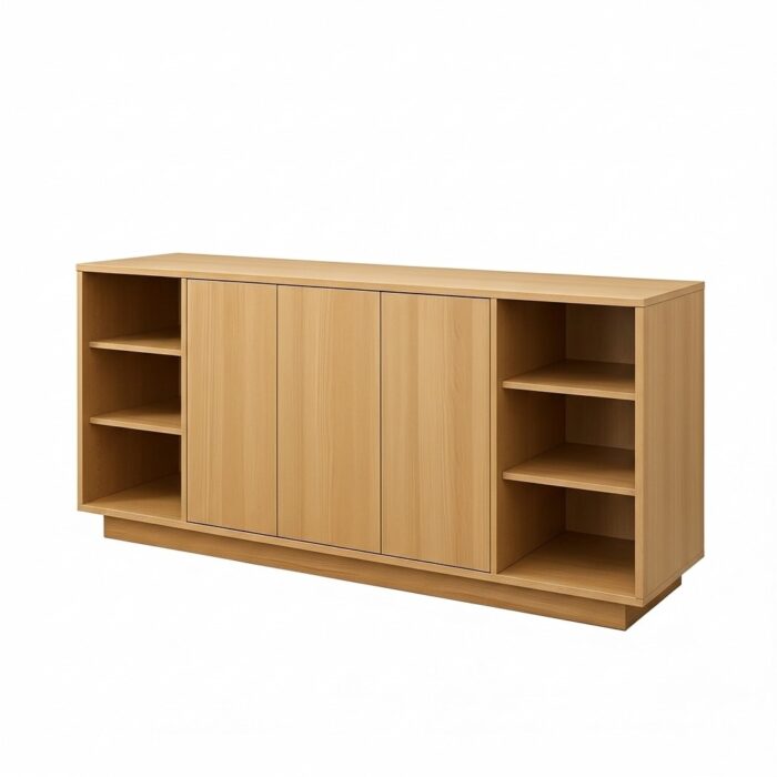Bahut de Bureau avec Étagères Ouvertes – Bois Clair et Design Fonctionnel – Image 3