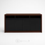 Bahut de Bureau Moderne Bois et Noir – 4 Portes avec Niche Ouverte – Image 2
