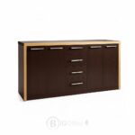 Bahut de Rangement Bureau – 4 Tiroirs & 4 Portes en Bois Foncé avec Finition Contrastée – Image 2