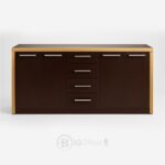 Bahut de Rangement Bureau – 4 Tiroirs & 4 Portes en Bois Foncé avec Finition Contrastée