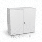 Armoire basse MDF sur mesure avec portes battantes et serrure – Meuble de rangement bureau