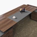 Bureau de direction en bois foncé avec crédence latérale – Big Office – Image 7