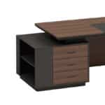 Bureau de direction en bois foncé avec crédence latérale – Big Office – Image 4