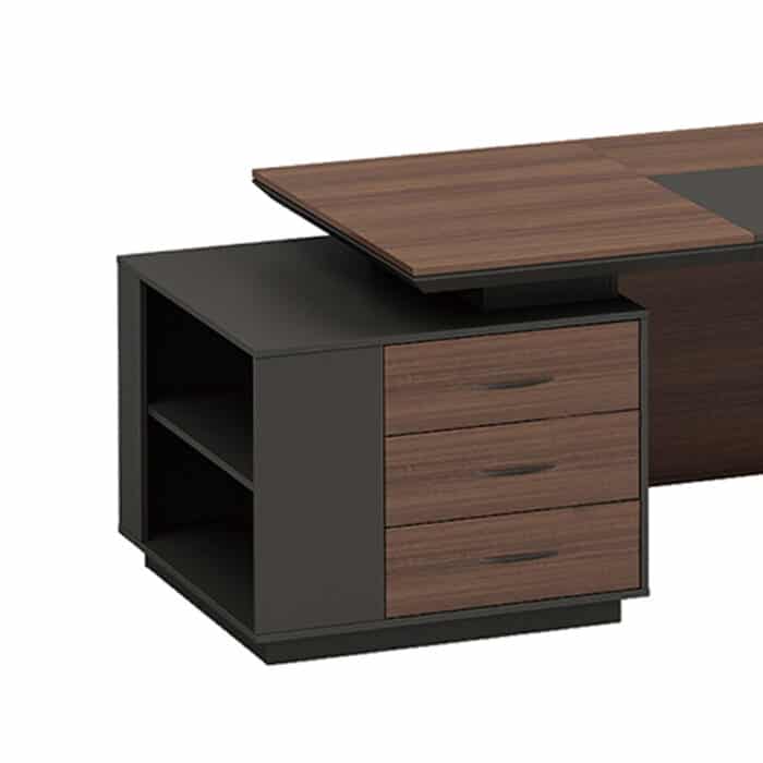 Bureau de direction en bois foncé avec crédence latérale – Big Office – Image 4