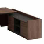 Bureau de direction en bois foncé avec crédence latérale – Big Office – Image 3