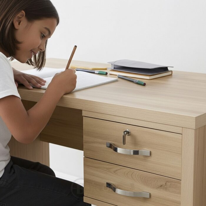 Bureau enfant 100x50 cm en bois MDF avec 2 tiroirs – Big Office Maroc – Image 7