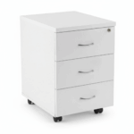 Caisson mobile 3 tiroirs en MDF personnalisable – Rangement bureau sur roulettes avec serrure