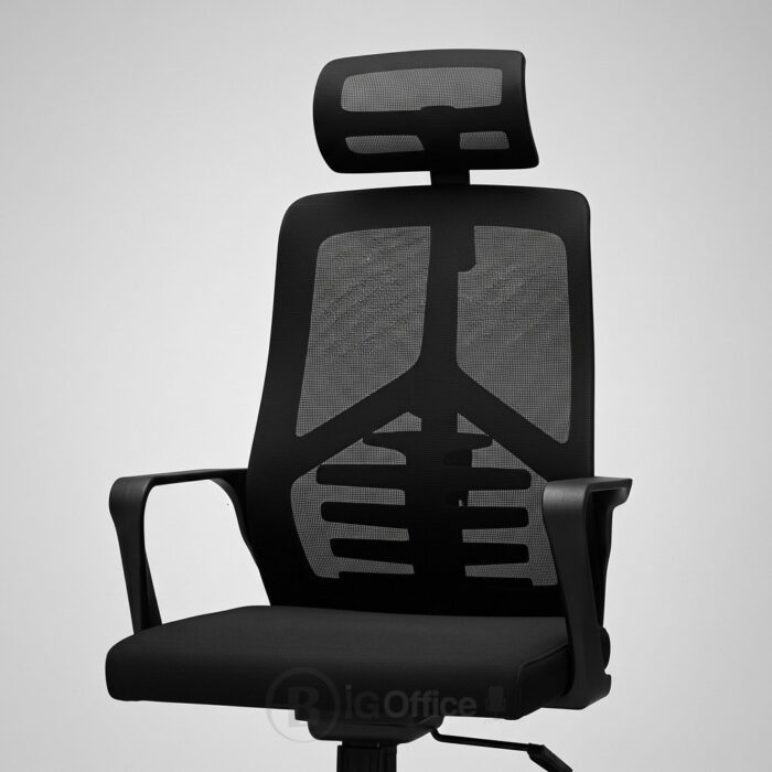 Chaise de Bureau Ergonomique en Maille Noire avec Appui-tête – Confort & Design | Big Office Maroc – Image 6