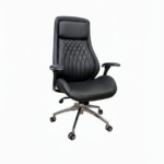 Chaise de bureau direction en similicuir noir avec accoudoirs fixes