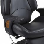 Chaise de coiffure professionnelle pour homme en simili cuir noir avec repose-pieds – Image 2