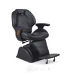 Chaise de coiffure professionnelle pour homme en simili cuir noir avec repose-pieds