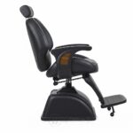 Chaise de coiffure professionnelle pour homme en simili cuir noir avec repose-pieds – Image 3