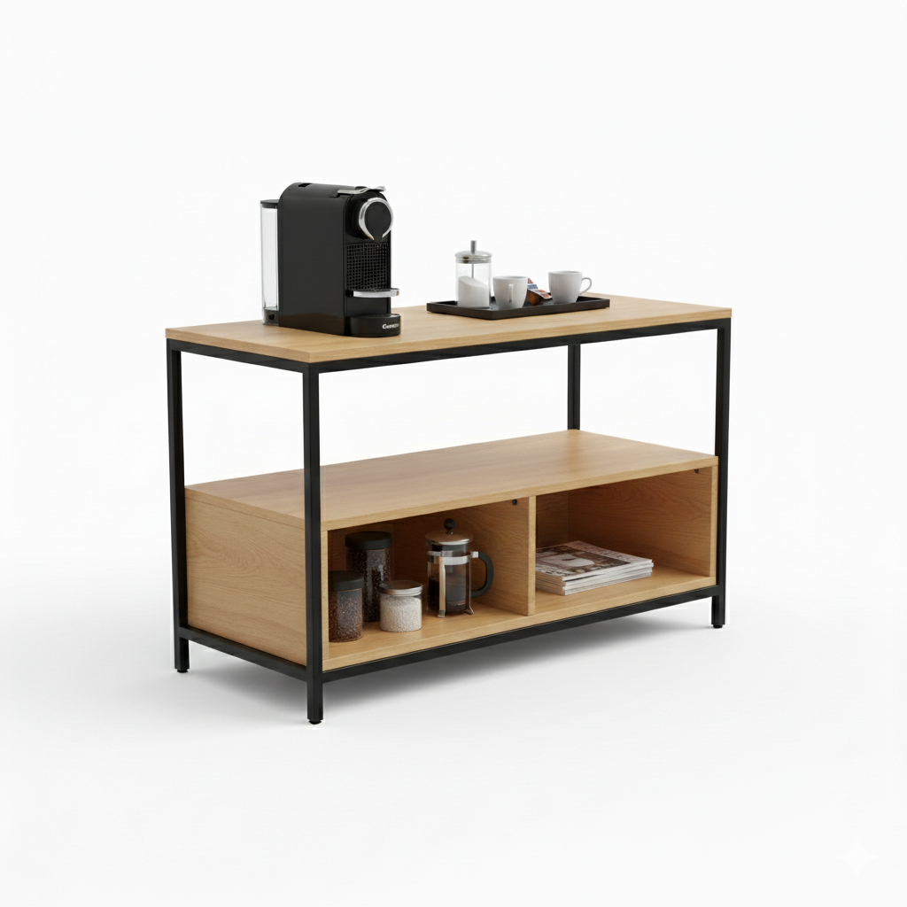 Meuble à café structure métal noir plateau MDF BigOffice