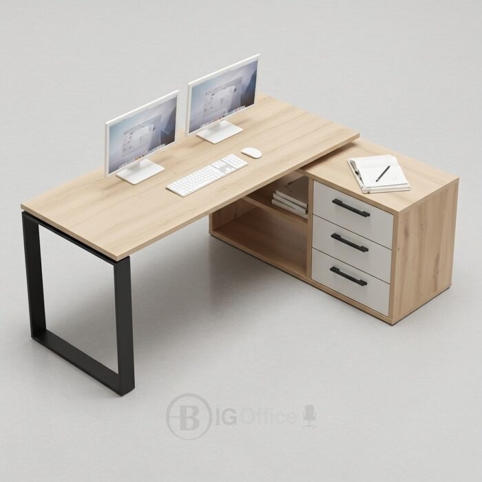 Bureau de Direction avec Retour et Caisson 160x80 cm MDF – 3 Tiroirs – Image 4