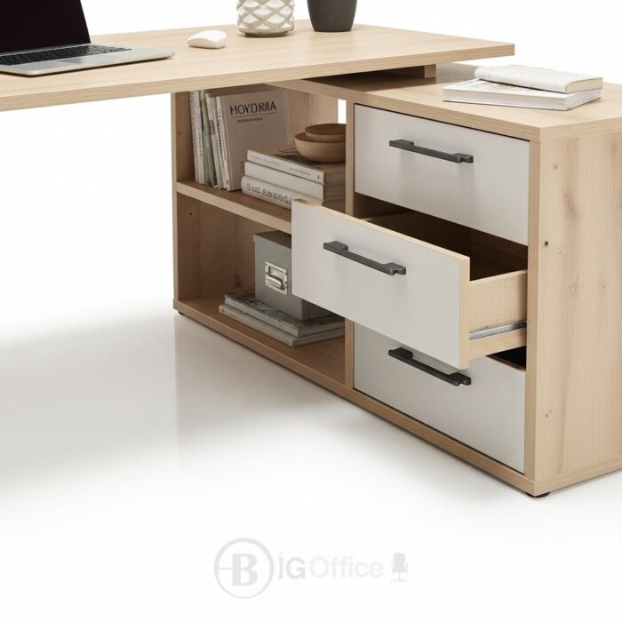 Bureau de Direction avec Retour et Caisson 160x80 cm MDF – 3 Tiroirs – Image 3