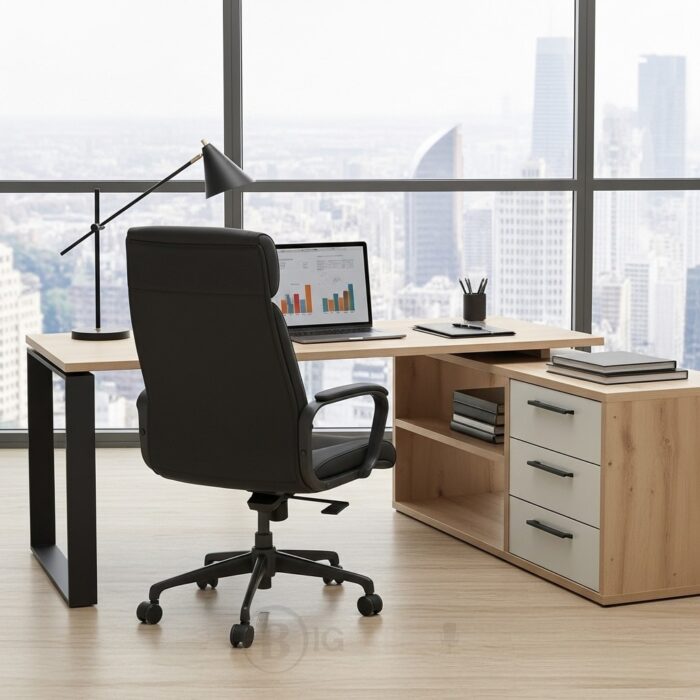 Bureau de Direction avec Retour et Caisson 160x80 cm MDF – 3 Tiroirs – Image 6