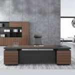 Bureau de Direction Moderne en Bois Noyer – Big Office Maroc