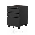 Caisson de bureau noir à roulettes avec 3 tiroirs verrouillables – WLS-52