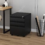 Caisson de bureau noir à roulettes avec 3 tiroirs verrouillables – WLS-52 – Image 5